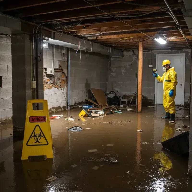 Flooded Basement Electrical Hazard in Mitchellville, MD Property